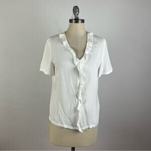 Marc O’ Polo White Ruffle V Neck Top